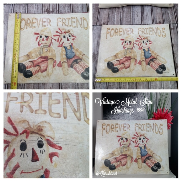 Vintage Raggedy Ann & Andy 1998 Metal Sign Retro Throwback Kids Room Decor *WEAR - Picture 8 of 9